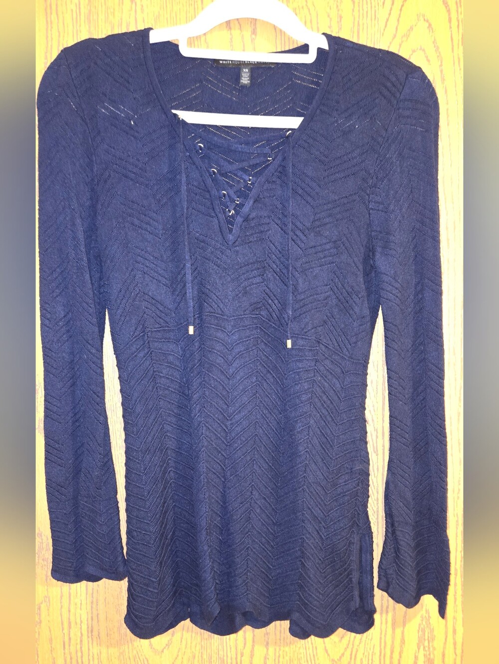 WHBM Lace Up Sweater - Navy- XS